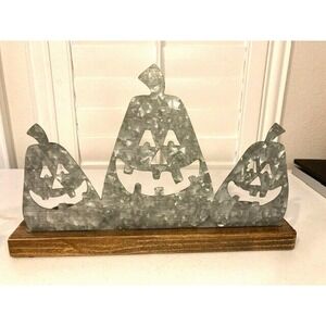 Barn Tin Jack O Lantern Trio Halloween Pumpkin stand candle votive fall decor